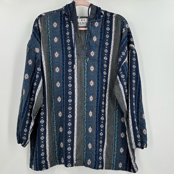 Jukebox Brand Vintage Rare Cotton Blue/Gray Embroidered Oversized Hoodie Size M - Picture 1 of 13
